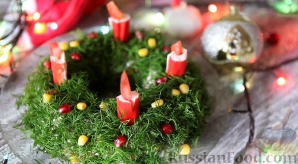 Новогодний салат "Рождественский венок" и "Ёлочка"